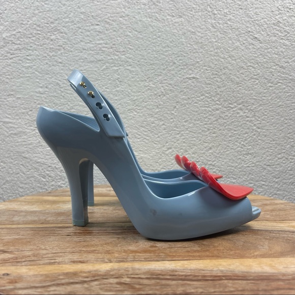 Melissa l Vivienne Westwood Anglomania Novelty Jelly Heart Peep Toe Pinup Heels - Picture 2 of 14
